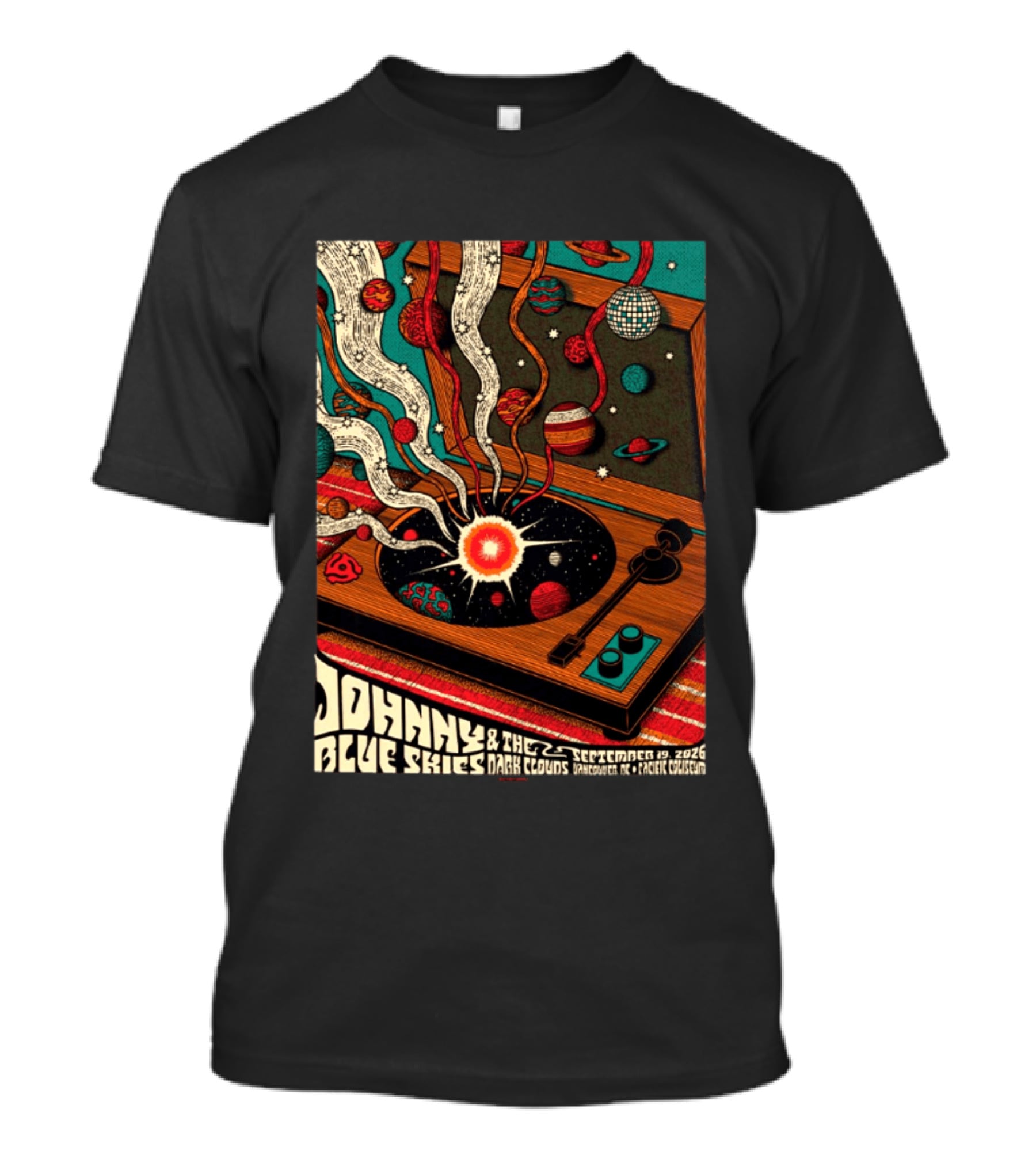 Johnny Blue Skies And The Dark Clouds Vancouver BC 2026 Event Live At Pacific Coliseum September 19 Vinyl Record Planets T-Shirt