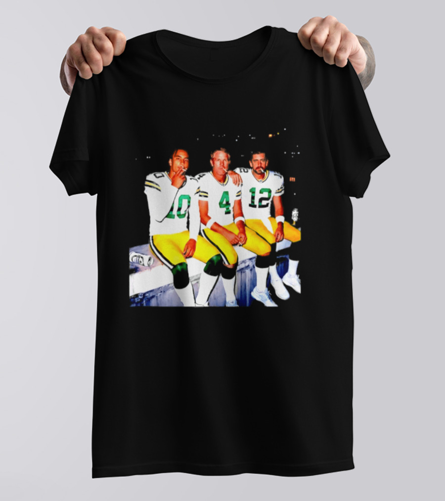 Jordan Love Brett Favre Aaron Rodgers Green Bay Packers Smoking And Beer Celebration T-Shirt