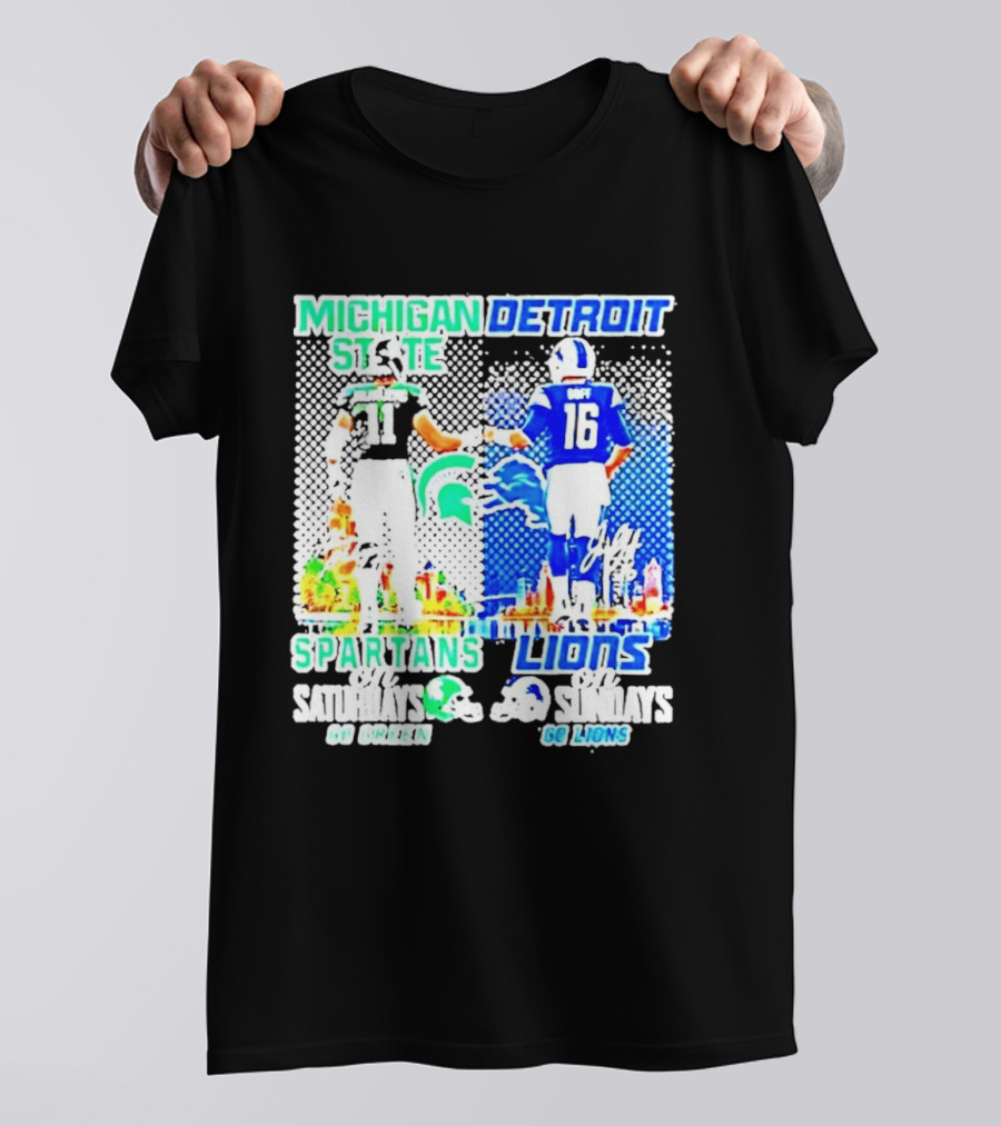 Michigan State Spartans Vs Detroit Lions Go Green Go Lions Football Showdown T-Shirt