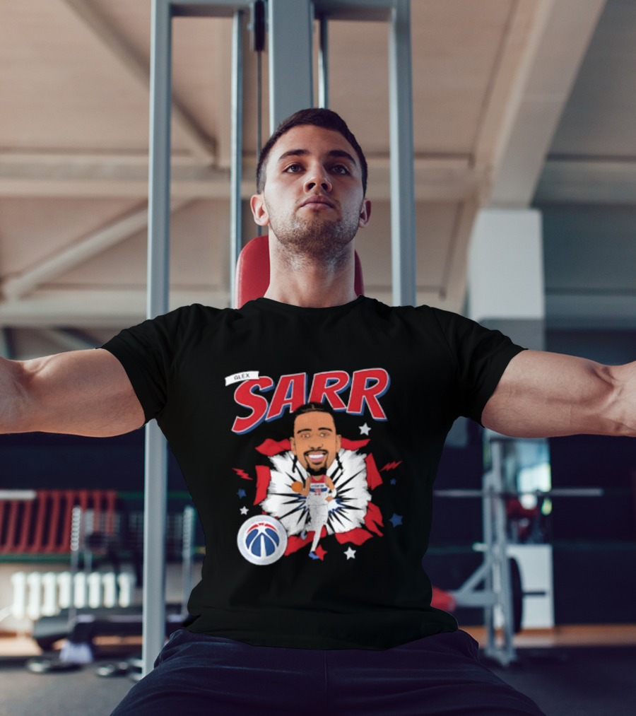 Sarr Washington Wizards Basketball Player Caricature With Team Logo And Stars T-Shirt
