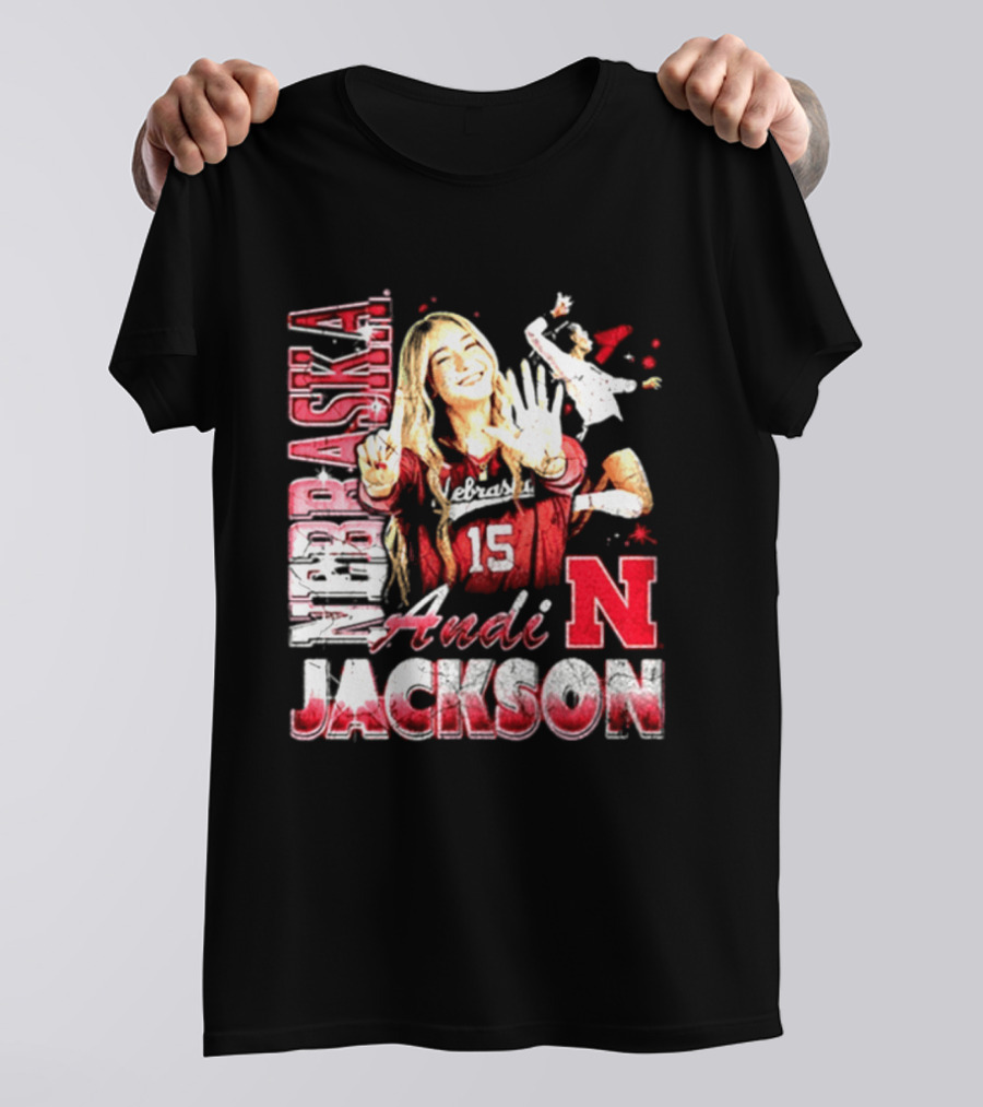 Andi Jackson 15 Nebraska Cornhuskers Collage T-Shirt