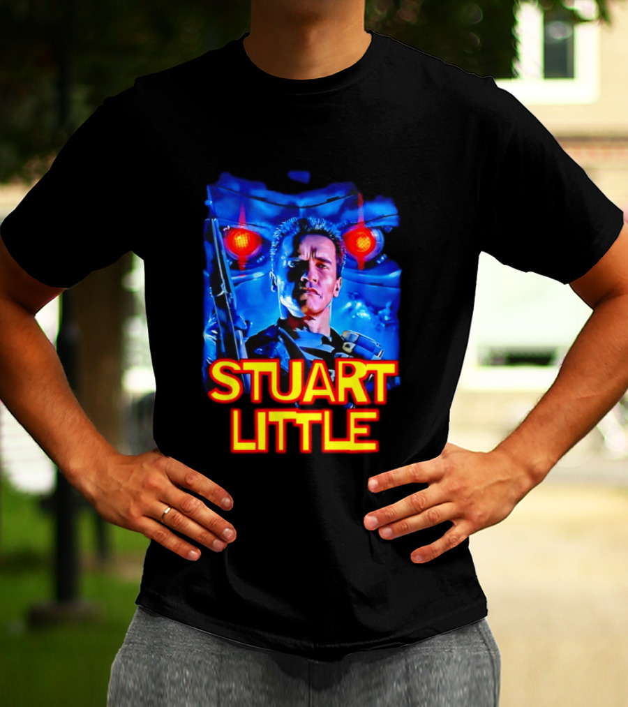 Stuart Little Arnold Schwarzenegger Parody Skynet Cyborg Fusion T-Shirt
