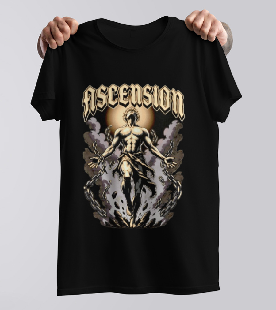 Ascension Man Breaking Chains Rising Sun Behind T-Shirt