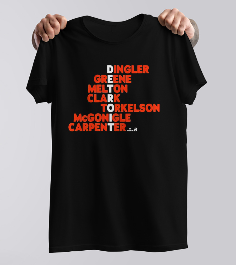 Detroit Baseball Players Names Dingler Greene Melton Clark Torkelson McGonigle Carpenter 2026 T-Shirt