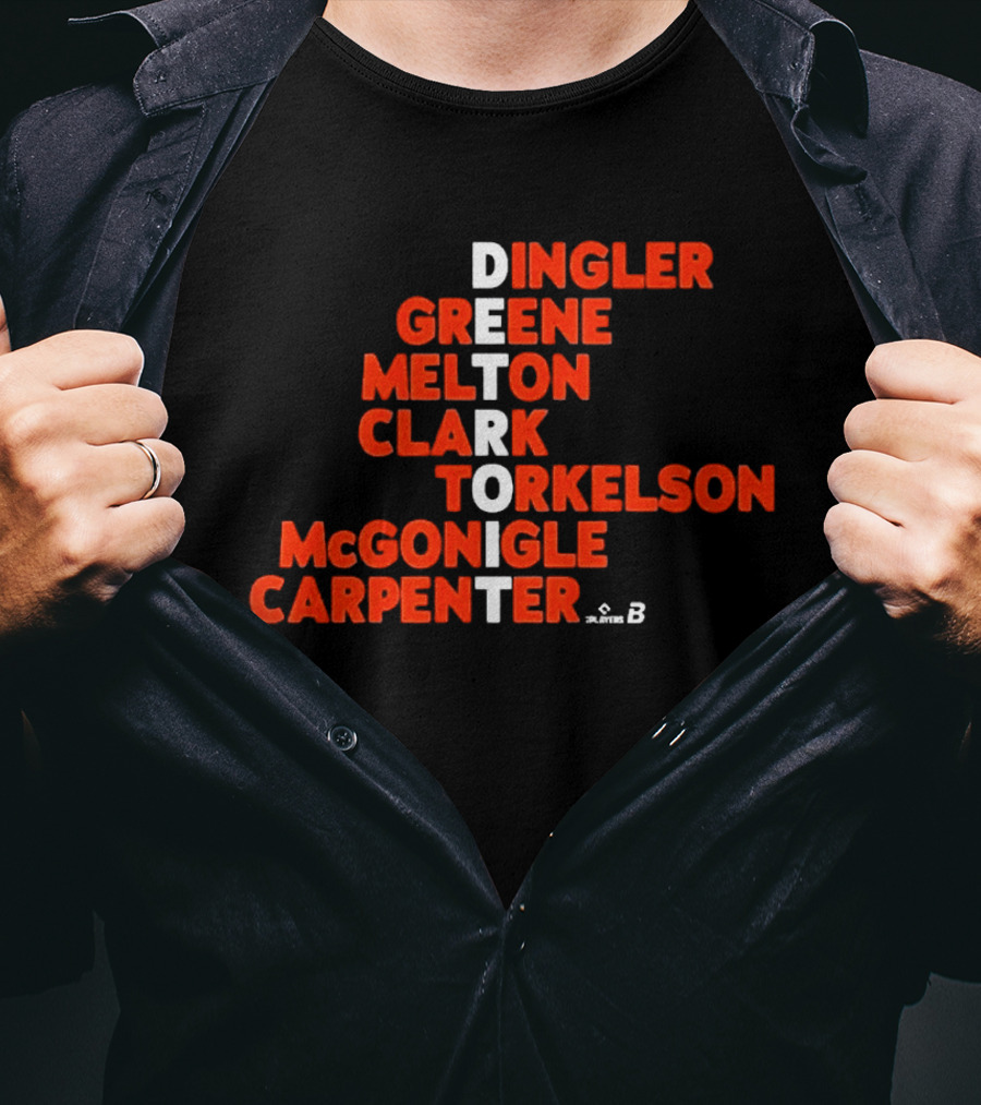 Detroit Baseball Players Names Dingler Greene Melton Clark Torkelson McGonigle Carpenter 2026 T-Shirt
