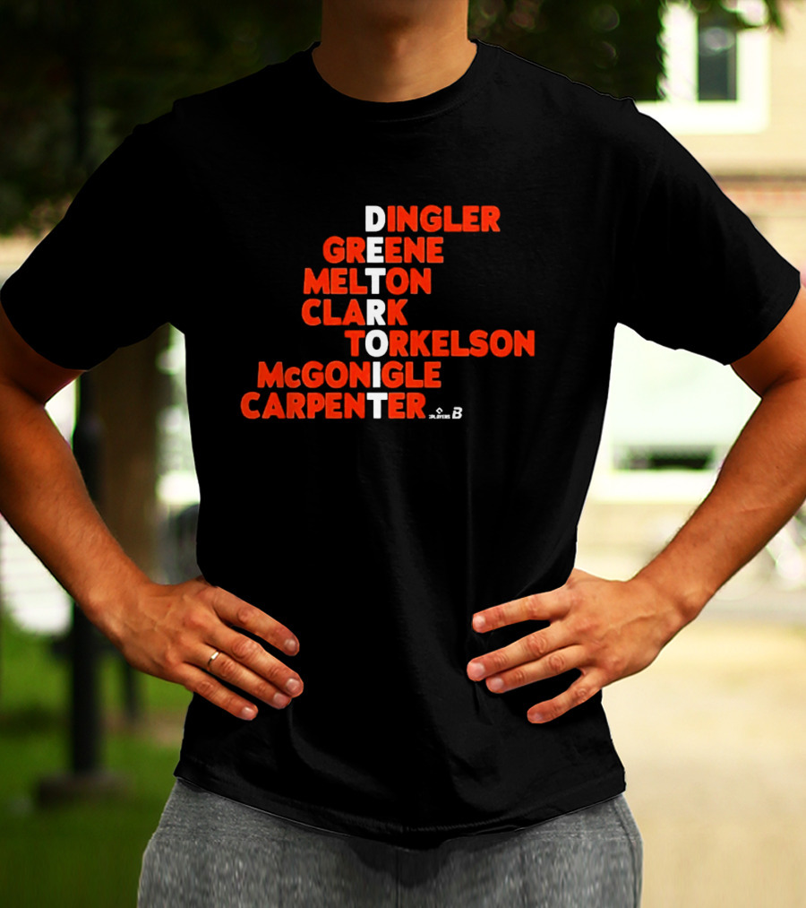 Detroit Baseball Players Names Dingler Greene Melton Clark Torkelson McGonigle Carpenter 2026 T-Shirt