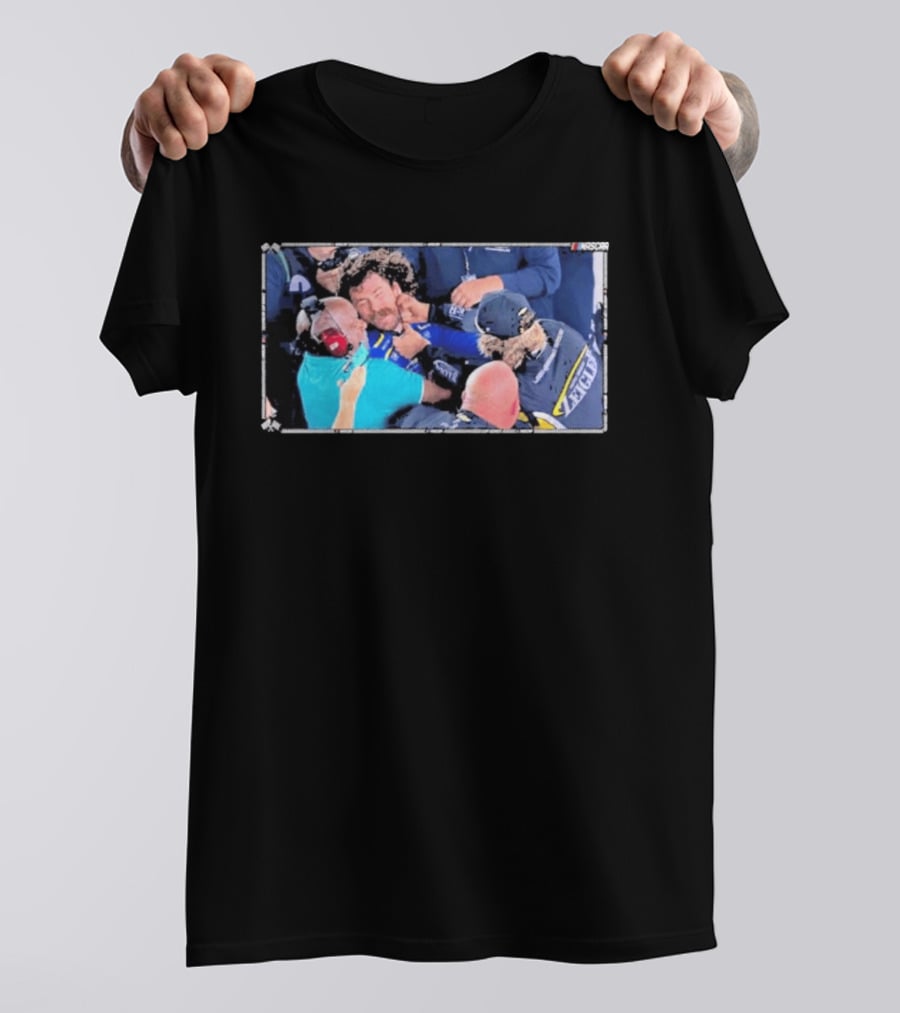 NASCAR Carson Hocevar And Ryan Blaney Confrontation Action Scene T-Shirt