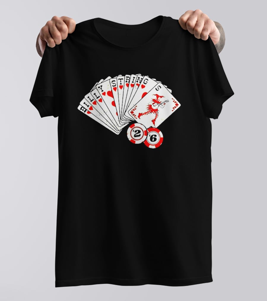Billy Strings Fall 2026 Playing Cards Design By Miles Koldweyn With Poker Chips And Red Dragon T-Shirt