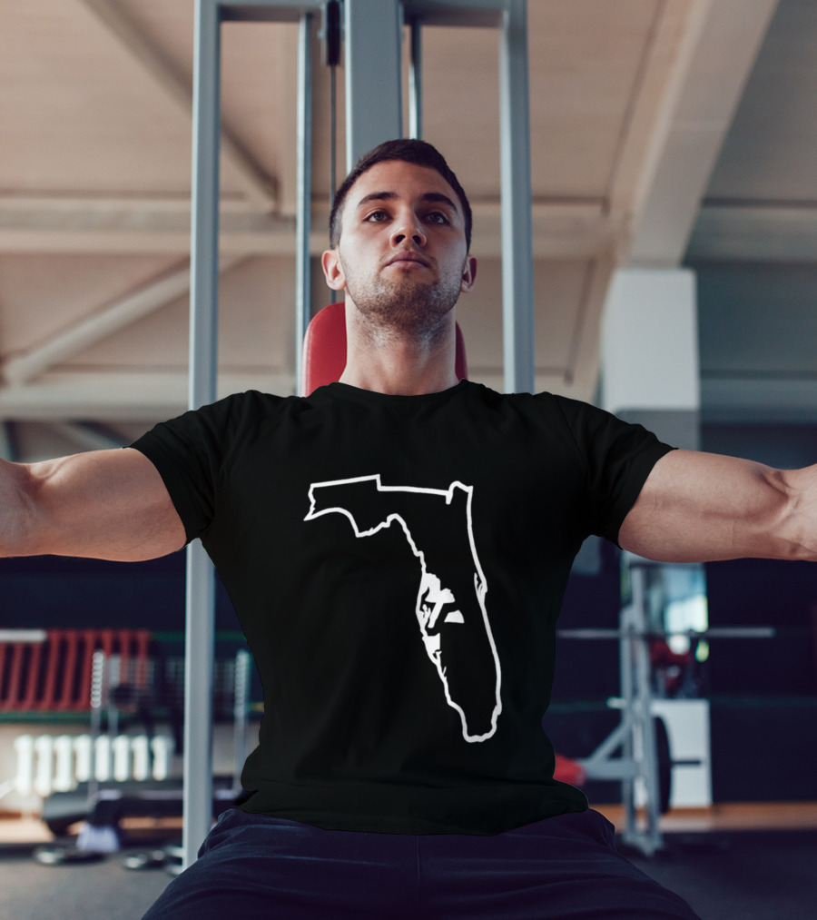 Florida State Outline Map White On Black T-Shirt