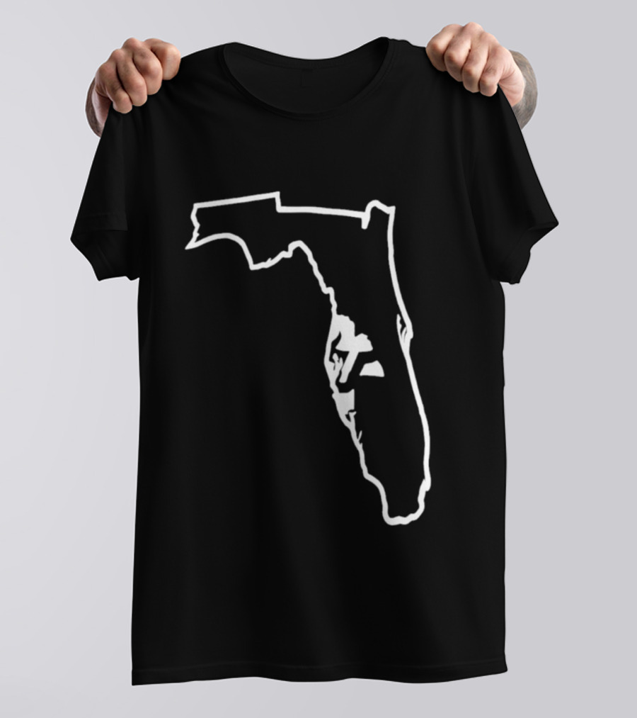 Florida State Outline Map White On Black T-Shirt