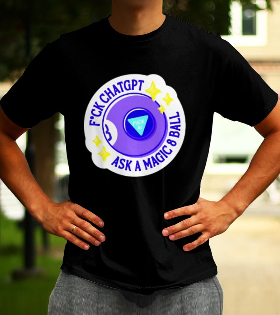 F*ck ChatGPT Ask A Magic 8 Ball F*ck AI Purple With Stars T-Shirt