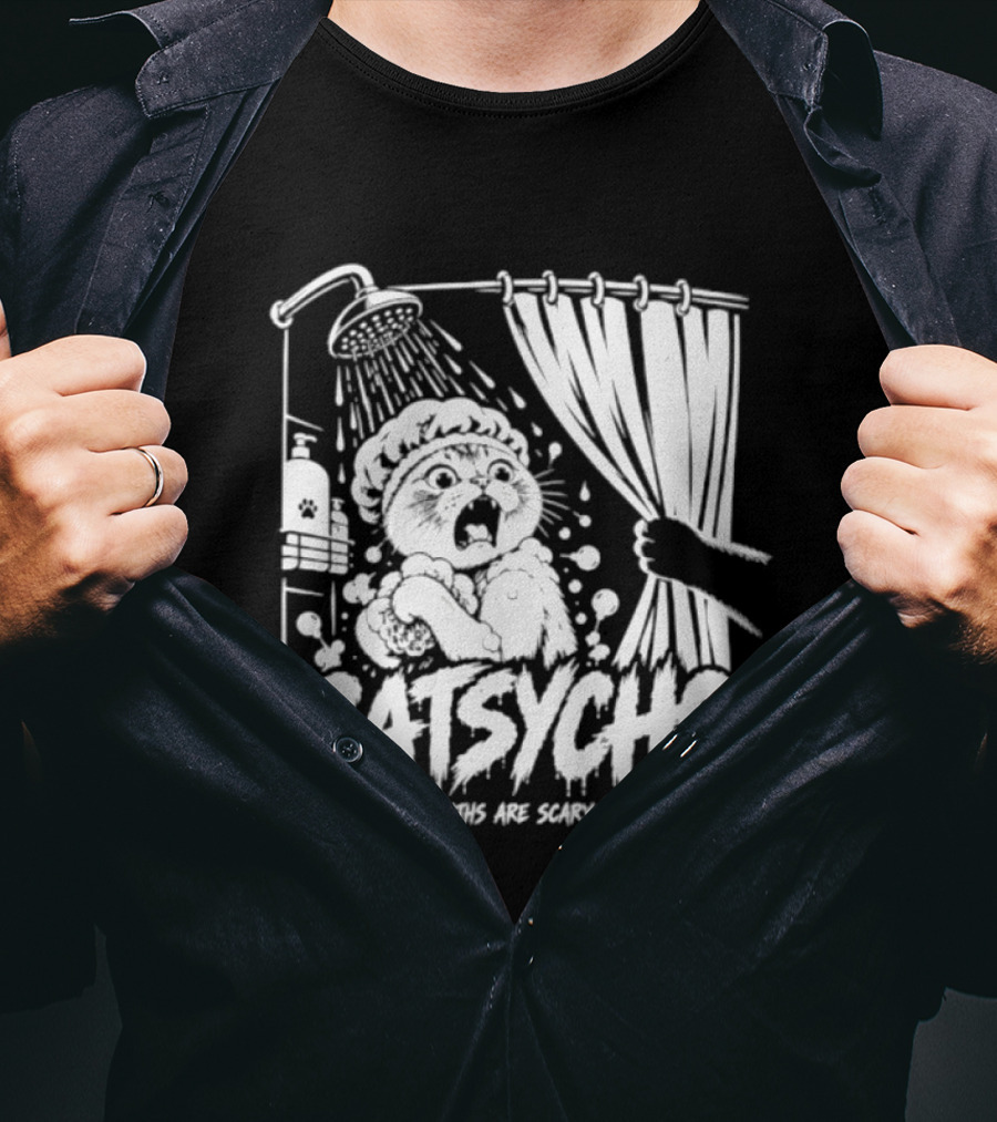 Catsycho Baths Are Scary Shower Scene With Cats T-Shirt