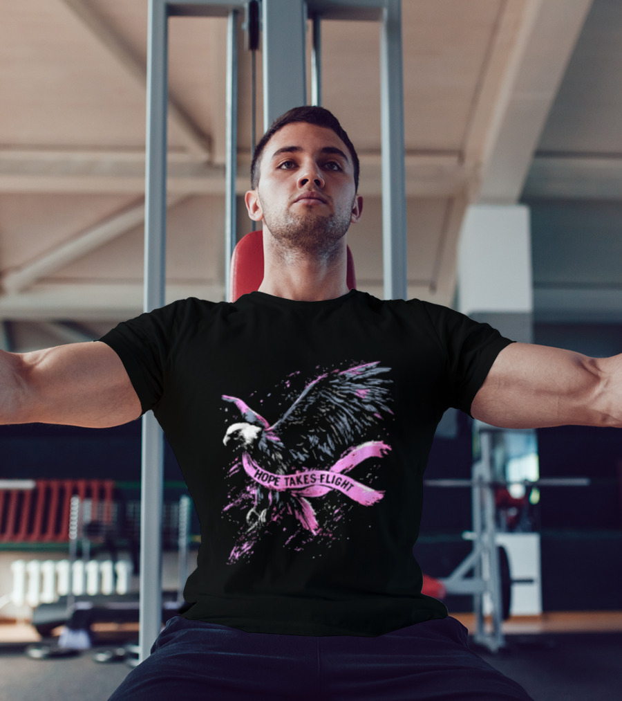 Hope Takes Flight Breast Cancer Awareness Pink Ribbon Eagle T-Shirt