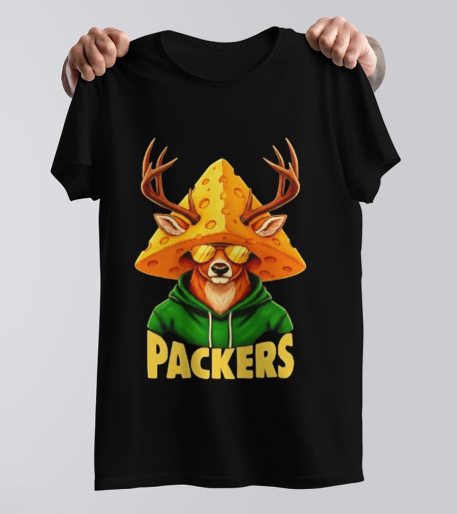 Cheesehead Deer Packers Fan Gear Green Bay Football T-Shirt