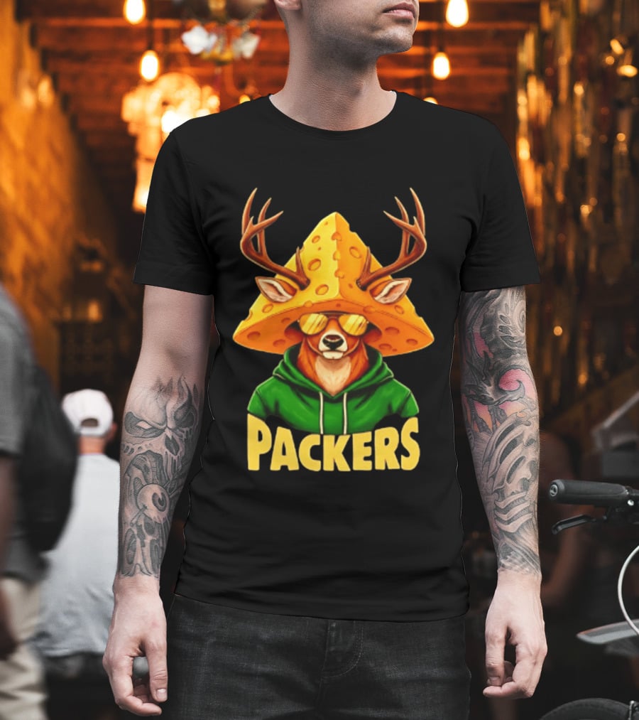 Cheesehead Deer Packers Fan Gear Green Bay Football T-Shirt