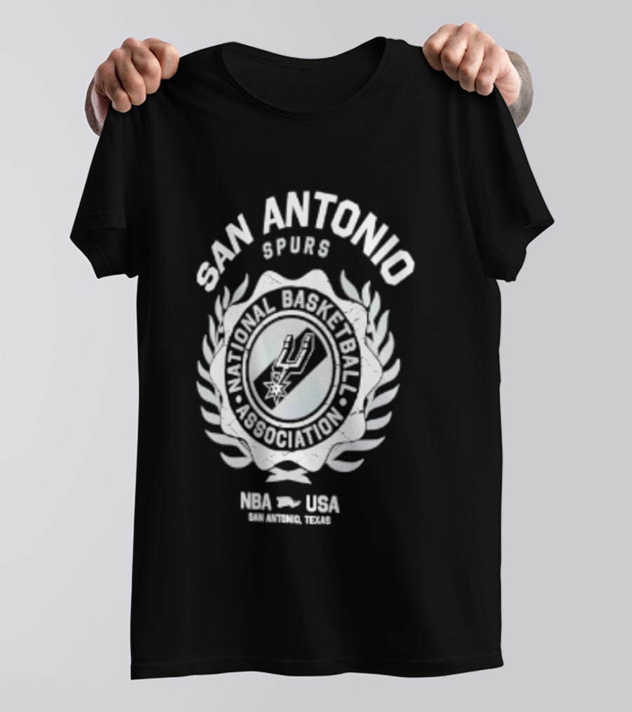 San Antonio Spurs NBA USA National Basketball Association Laurel Crest Flocking 2026 T-Shirt