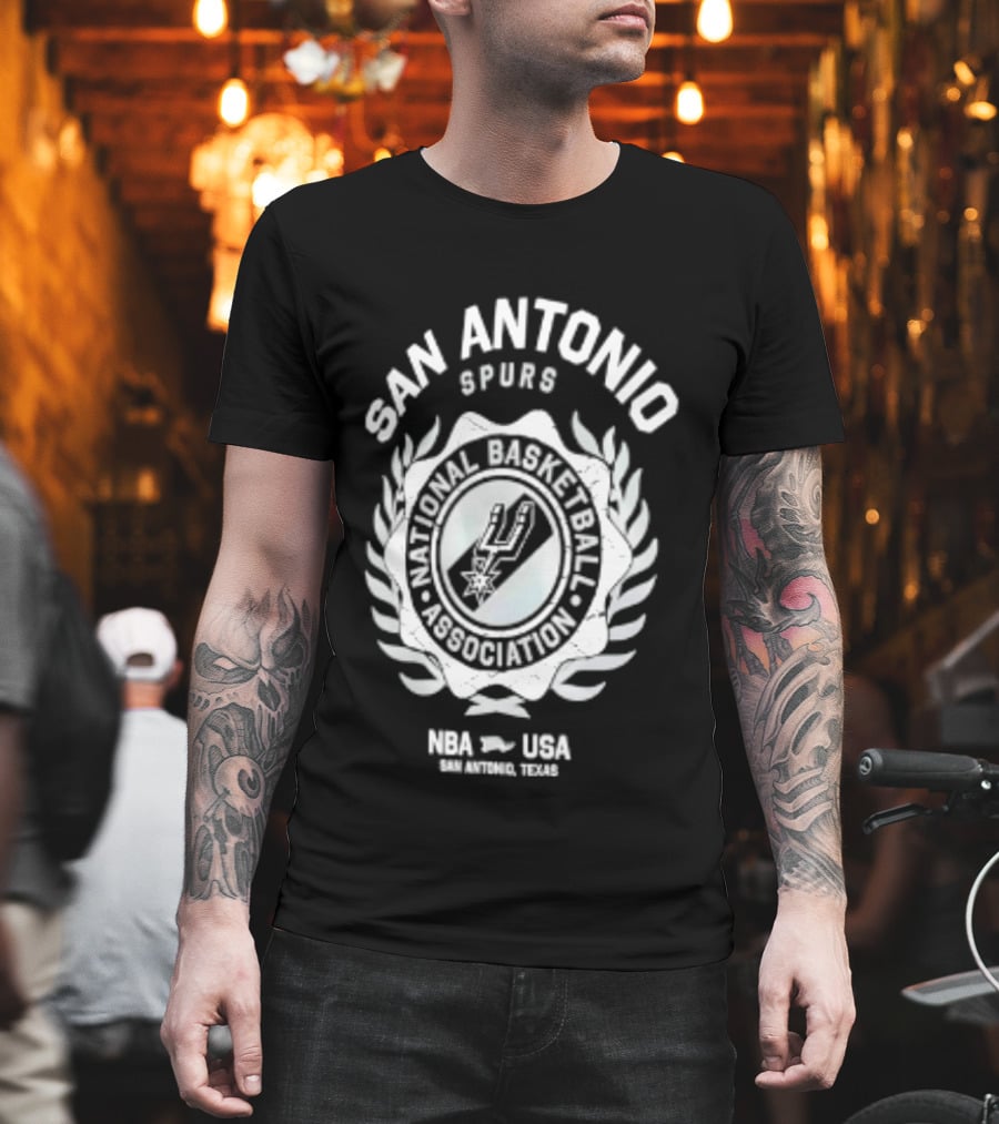 San Antonio Spurs NBA USA National Basketball Association Laurel Crest Flocking 2026 T-Shirt