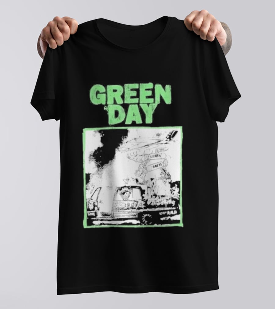 Green Day Riot Trio Vintage Sketch T-Shirt