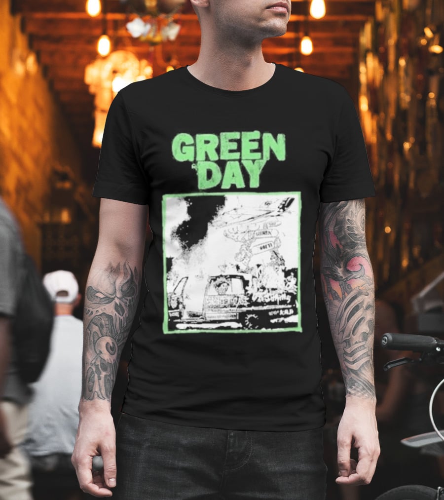 Green Day Riot Trio Vintage Sketch T-Shirt