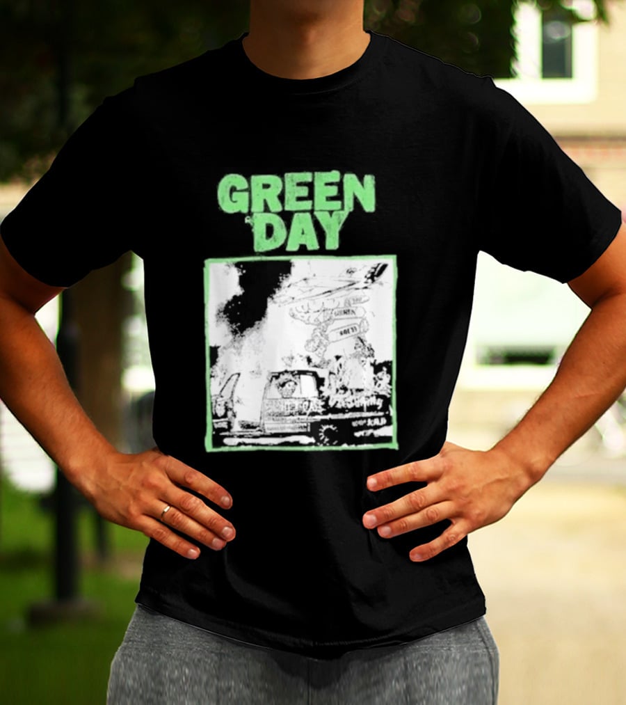 Green Day Riot Trio Vintage Sketch T-Shirt