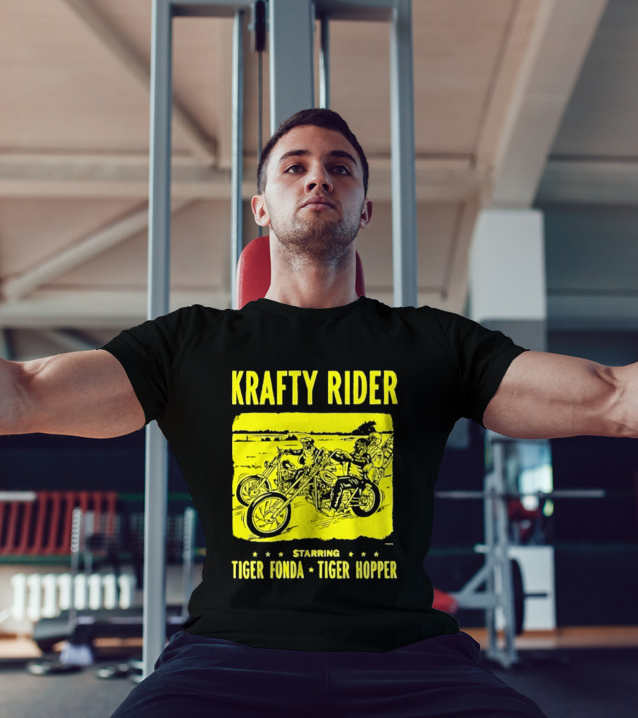 Krafty Rider Starring Tiger Fonda Tiger Hopper Vintage Motorcycle Adventure T-Shirt
