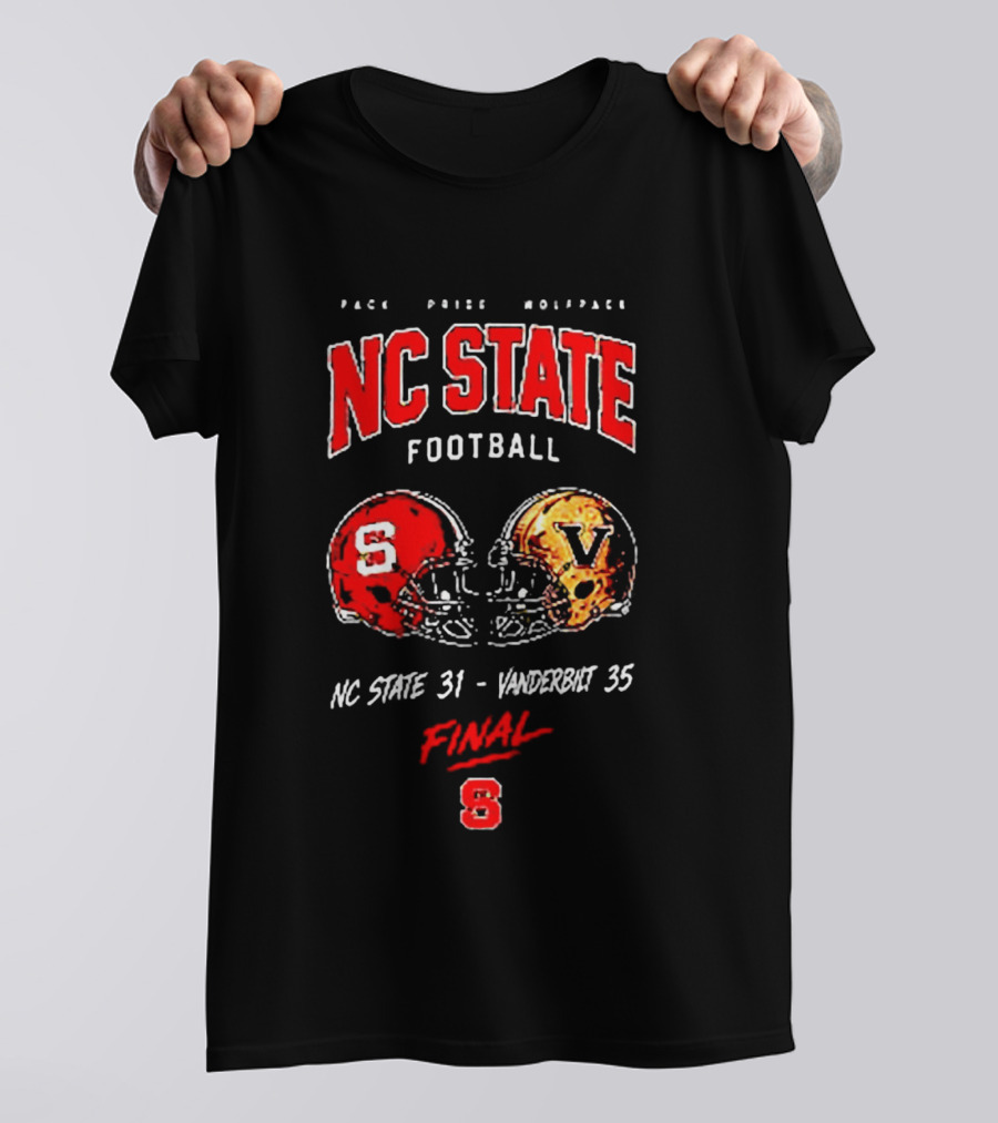 NC State Football Pack Pride Wolfpack Vs Vanderbilt Final Score 31 35 Helmet Matchup 8 T-Shirt