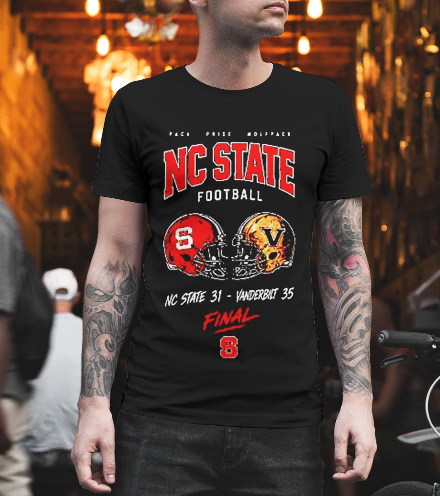 NC State Football Pack Pride Wolfpack Vs Vanderbilt Final Score 31 35 Helmet Matchup 8 T-Shirt