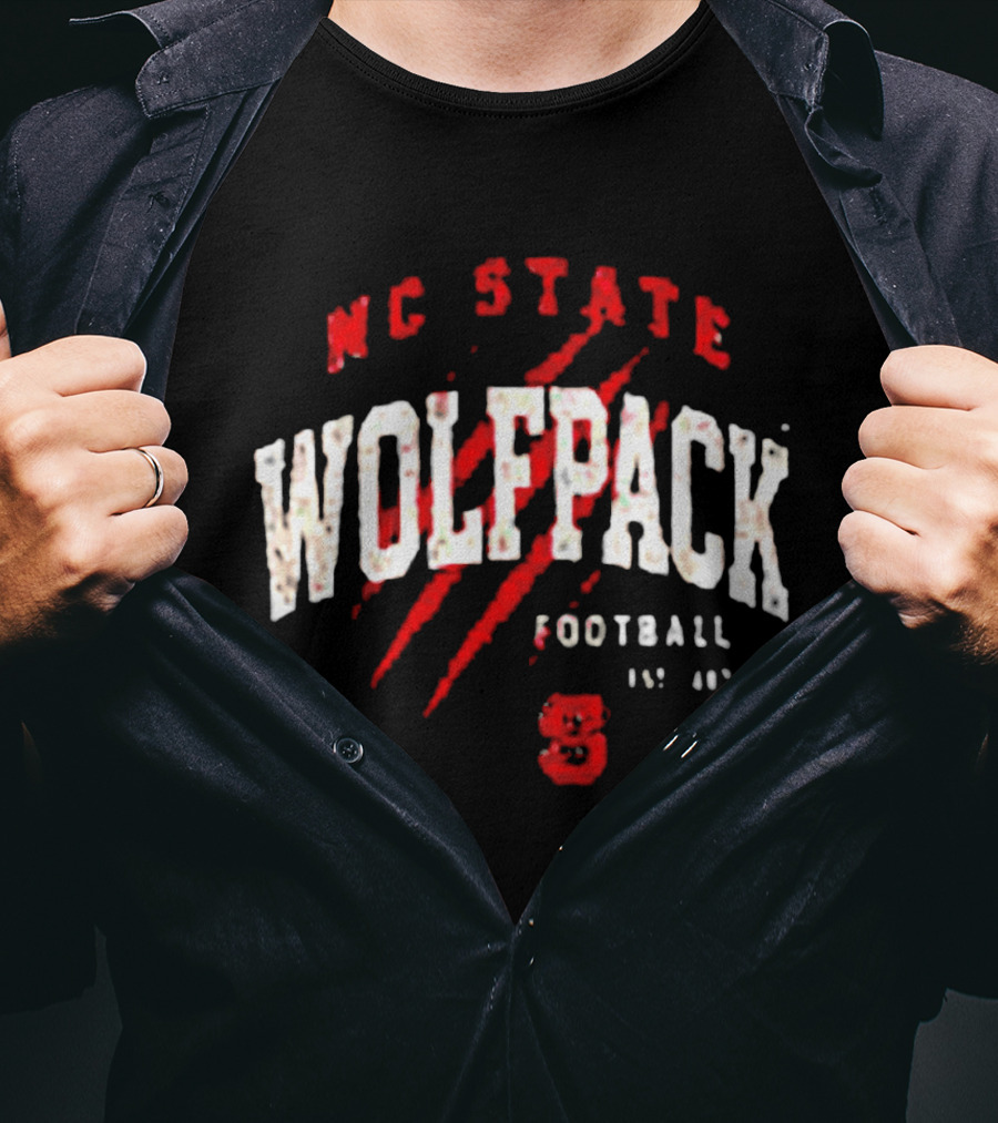 NC State Wolfpack Football Scratch Mark Est 89 T-Shirt