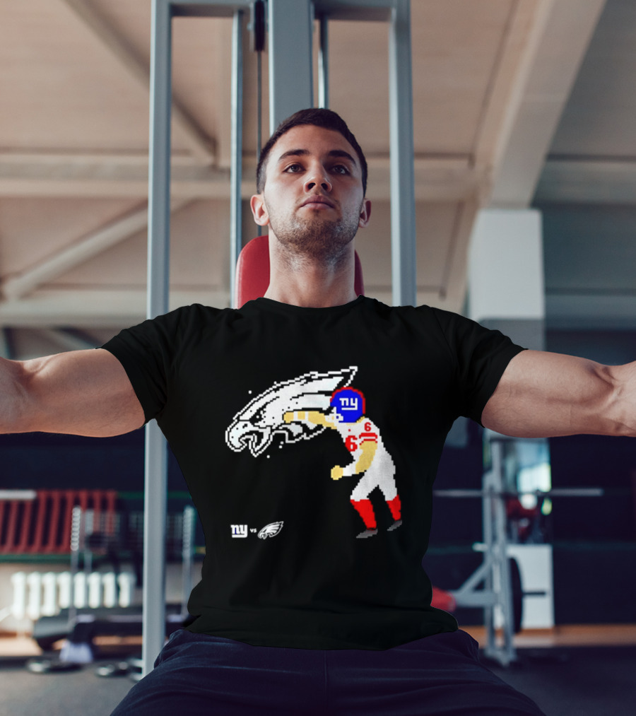 New York Giants Jaxson Dart Vs Philadelphia Eagles Retro Pixel T-Shirt