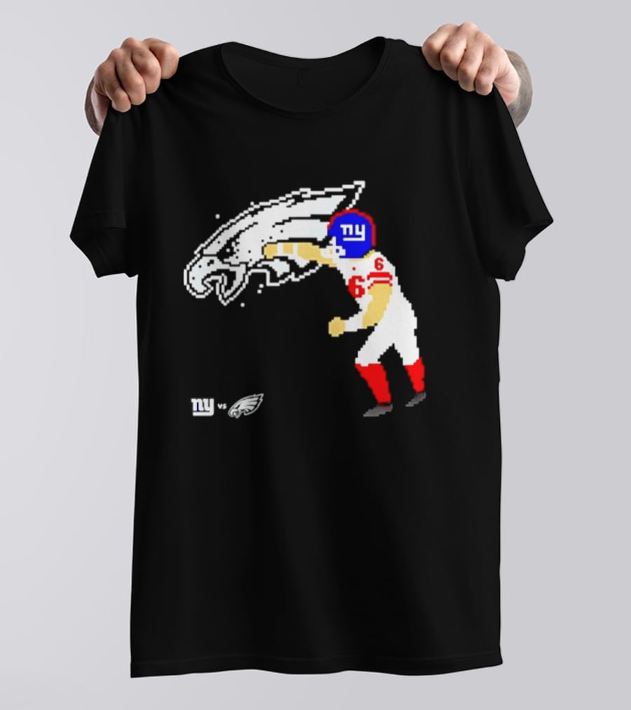 New York Giants Jaxson Dart Vs Philadelphia Eagles Retro Pixel T-Shirt