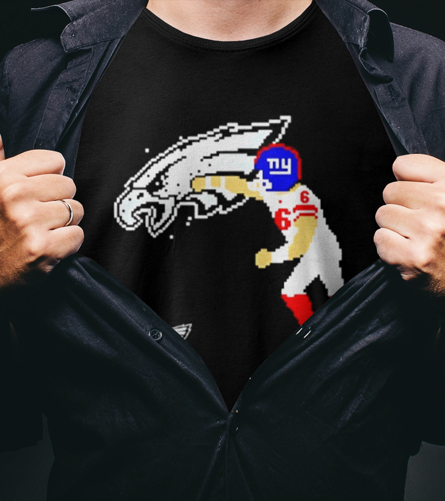 New York Giants Jaxson Dart Vs Philadelphia Eagles Retro Pixel T-Shirt