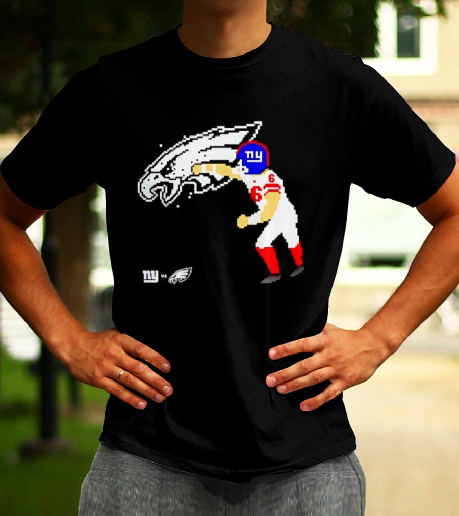 New York Giants Jaxson Dart Vs Philadelphia Eagles Retro Pixel T-Shirt