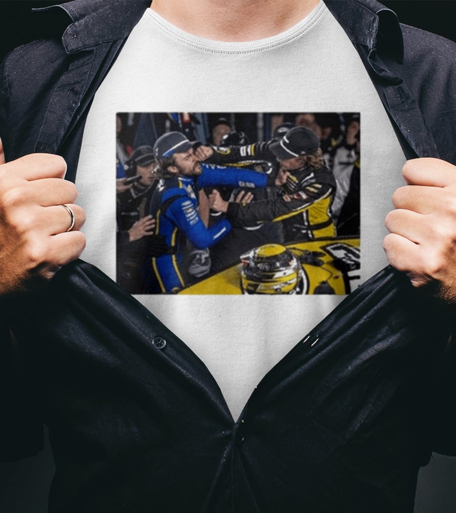 Carson Hocevar Vs Ryan Blaney NASCAR Fight Racing Rivalry Scene T-Shirt