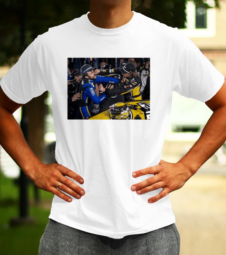 Carson Hocevar Vs Ryan Blaney NASCAR Fight Racing Rivalry Scene T-Shirt