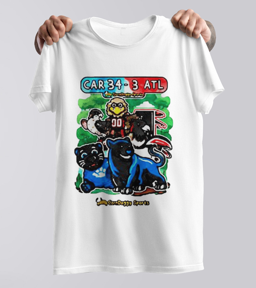 CAR 34 3 ATL CornDoggy Sports Panthers Falcons Cartoon Game Day T-Shirt