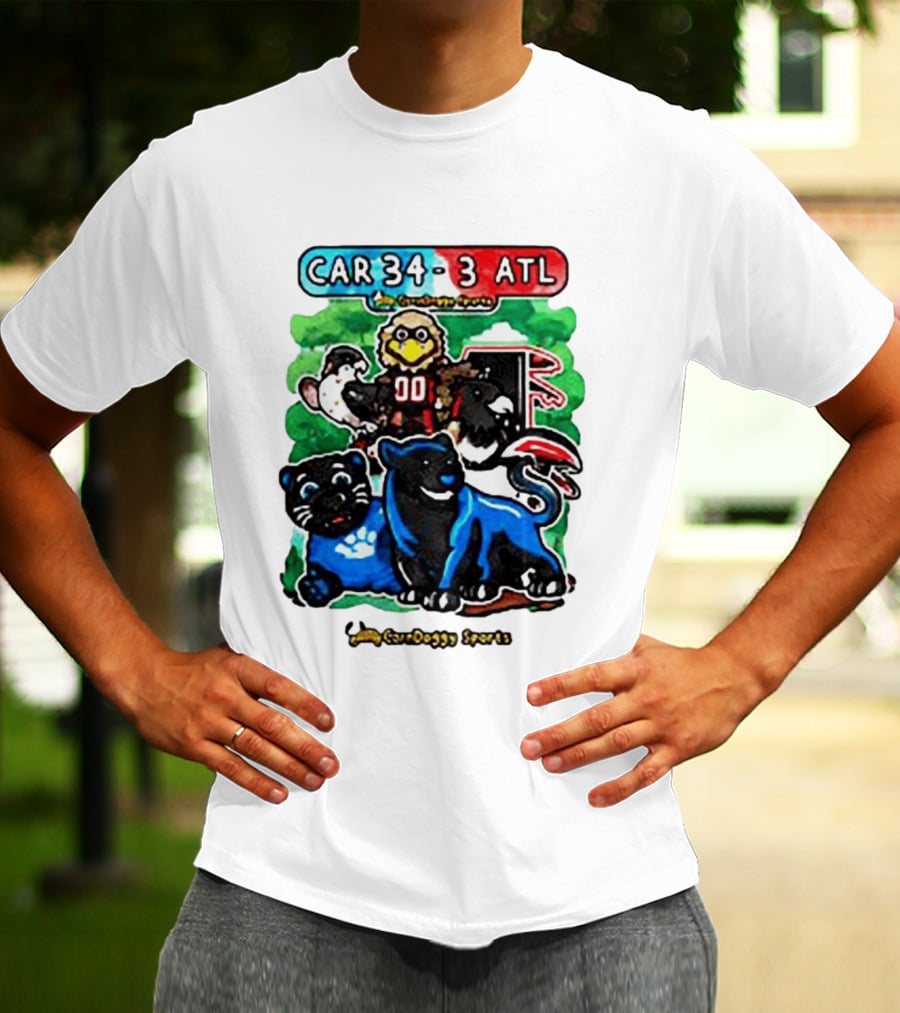 CAR 34 3 ATL CornDoggy Sports Panthers Falcons Cartoon Game Day T-Shirt