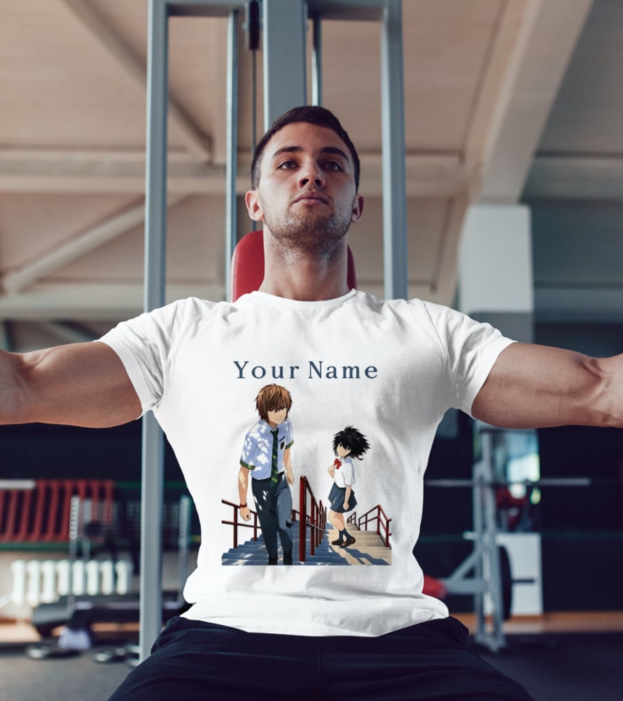 Light Yagami And Your Name Anime Crossover Stairs Scene T-Shirt