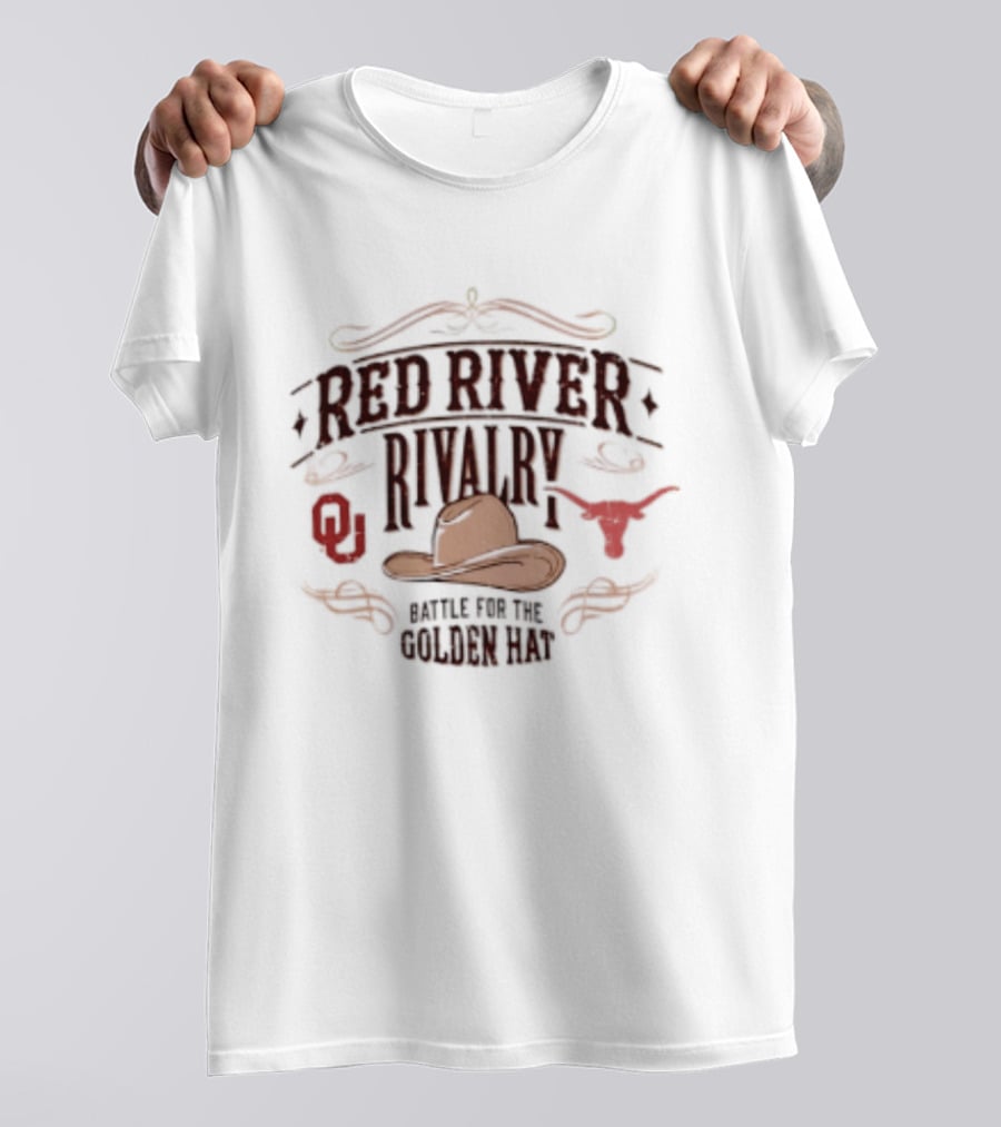 Oklahoma Sooners Texas Longhorns 2026 Red River Rivalry Battle For The Golden Hat T-Shirt