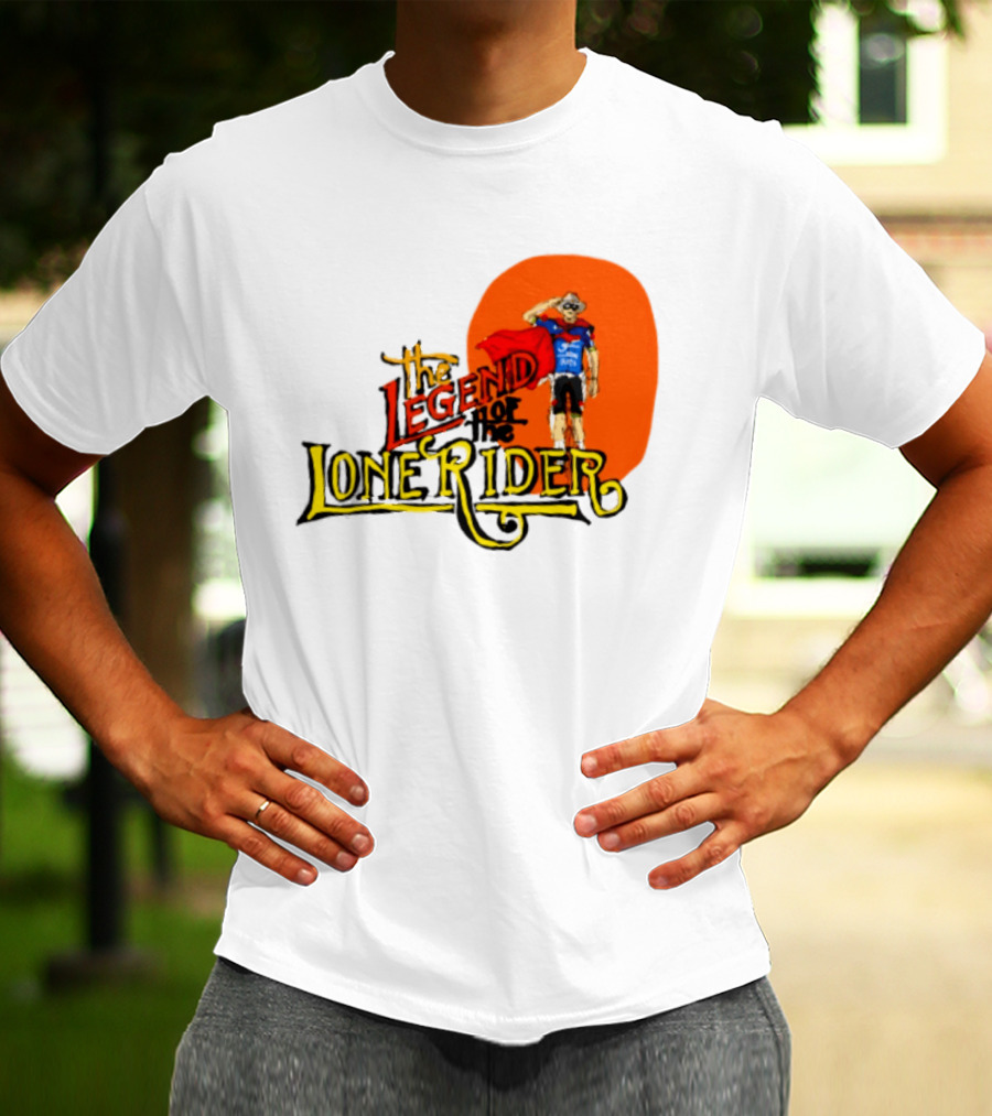 Legend Of The Lone Rider Cyclist Red Cape Blue Outfit T-Shirt