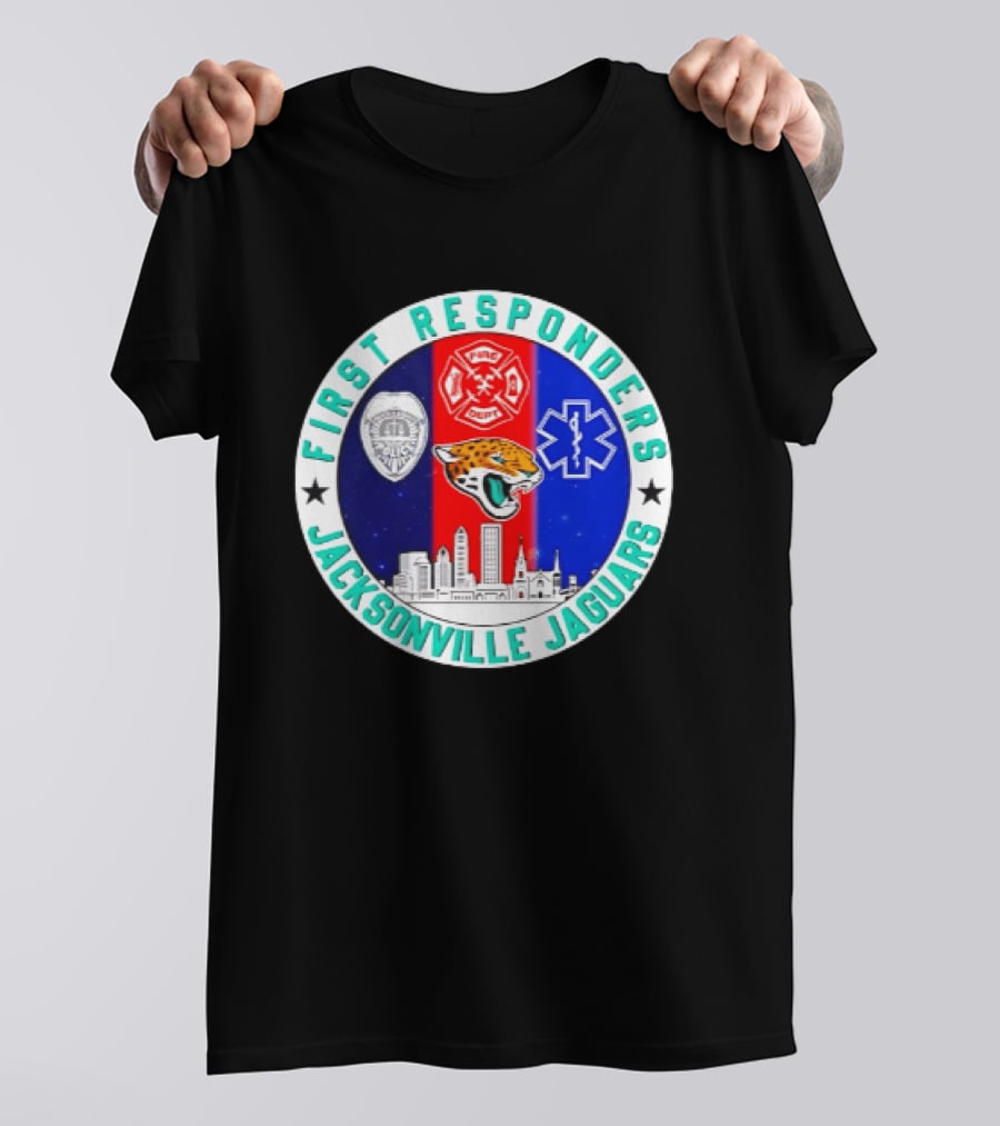 First Responders Jacksonville Jaguars Skyline Tribute 9.11 Memorial T-Shirt