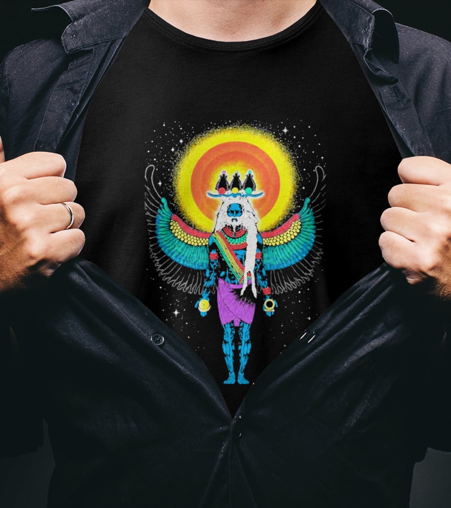 Major Lazer Swizz Beatz Psychedelic Ancient Egyptian Winged Sunburst Deity T-Shirt
