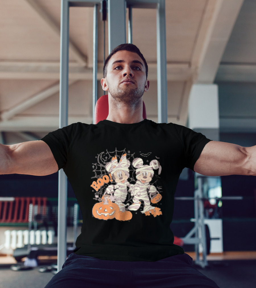 Mickey Minnie Mummy Halloween Boo Disney Spooky Pumpkin T-Shirt