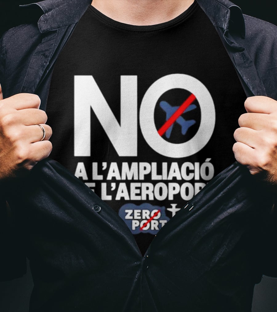 No A L'Ampliació De L'Aeroport Zero Port Avió Creuat T-Shirt