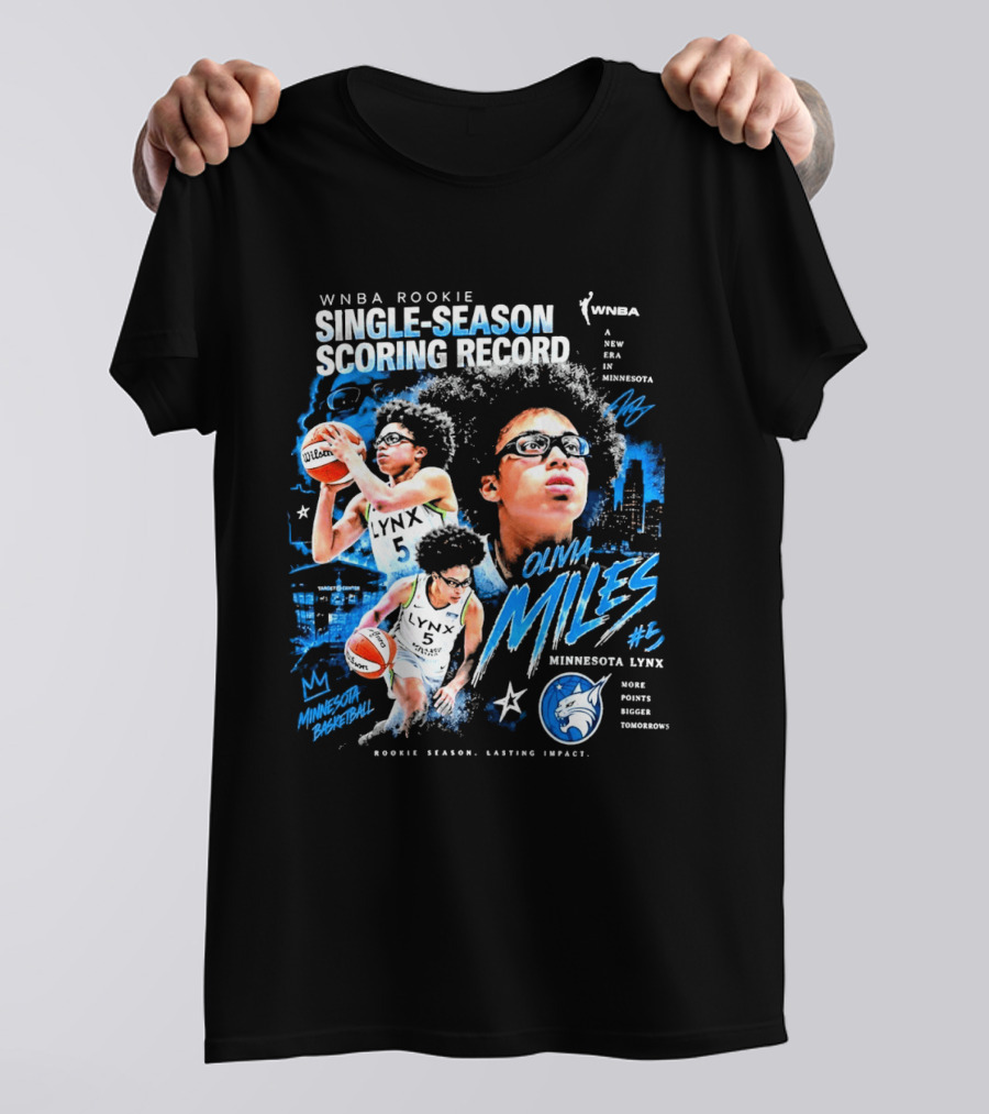 WNBA Rookie Olivia Miles Minnesota Lynx Single Season Scoring Record Impact T-Shirt