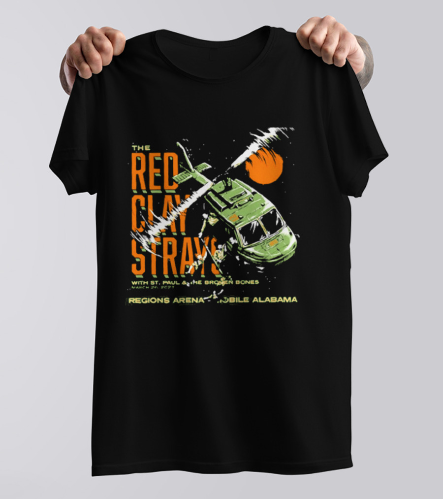 The Red Clay Strays With St. Paul & The Broken Bones Helicopter March 26 2027 Regions Arena Mobile Alabama T-Shirt