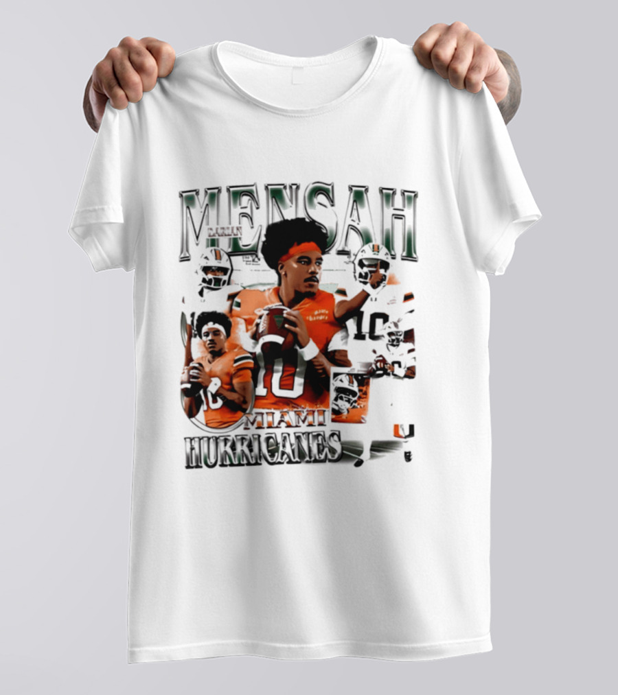 Darian Mensah Miami Hurricanes 10 Football Player Collage T-Shirt