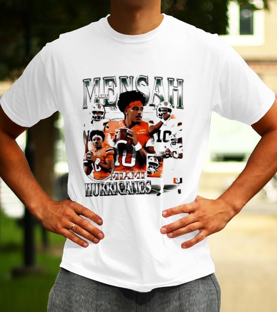 Darian Mensah Miami Hurricanes 10 Football Player Collage T-Shirt