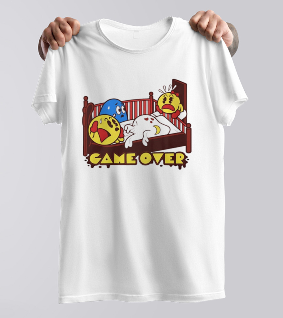 Game Over Halloween Pac Man Ghost Bed Scene T-Shirt