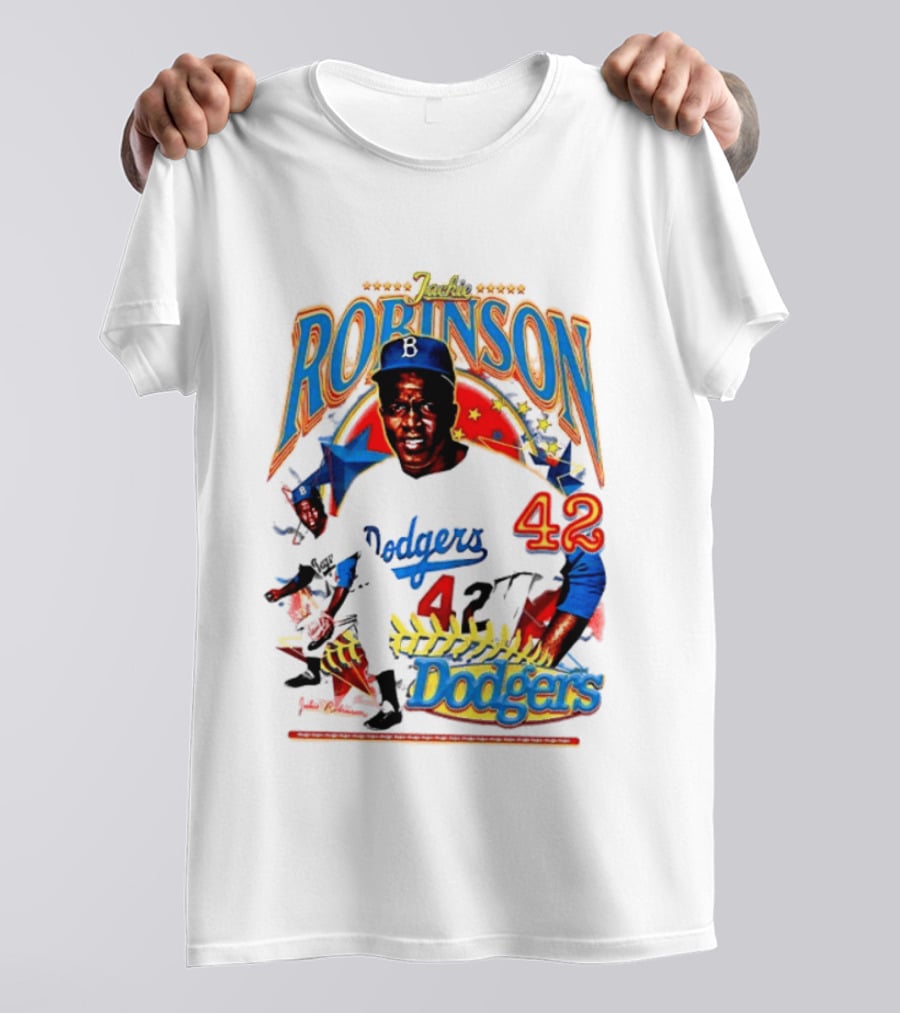 Jackie Robinson Dodgers 42 Legends Baseball Icon Two Sided T-Shirt