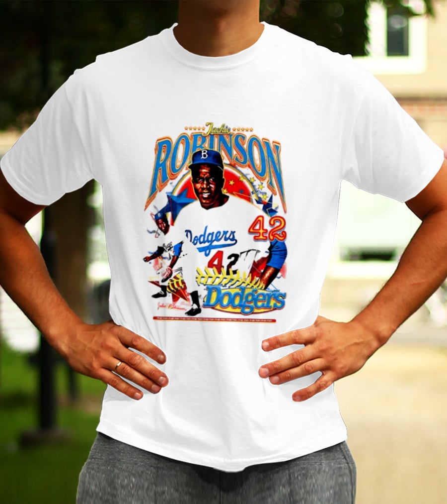 Jackie Robinson Dodgers 42 Legends Baseball Icon Two Sided T-Shirt